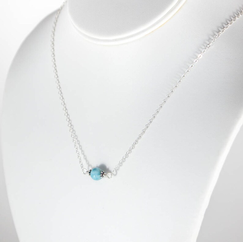 Larimar Necklace Minimalist Necklace Simple Necklace Bridesmaid Necklace Dainty Necklace Best Friend Necklace Easter image 3