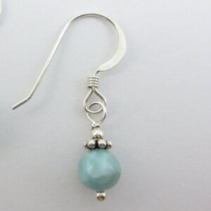 Sky Blue Larimar Drop Earrings at 5mm on Sterling Silver or 14k Gold Fill Dangle Earrings Blue Earrings Easter image 3