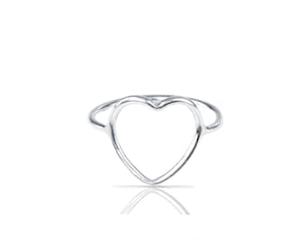 Silver Heart Ring, Girlfriend Gift, BFF Gift, Sister Gift, Heart Ring, Stacking Ring, Silver Hearts, Simple Silver Rings, Minimalist Rings