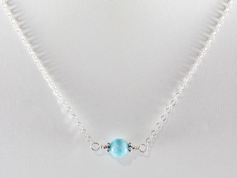 Larimar Necklace Minimalist Necklace Simple Necklace Bridesmaid Necklace Dainty Necklace Best Friend Necklace Easter image 5