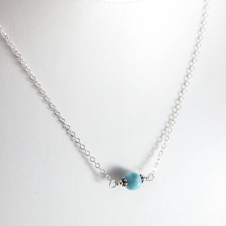 Larimar Necklace Minimalist Necklace Simple Necklace Bridesmaid Necklace Dainty Necklace Best Friend Necklace Easter image 4