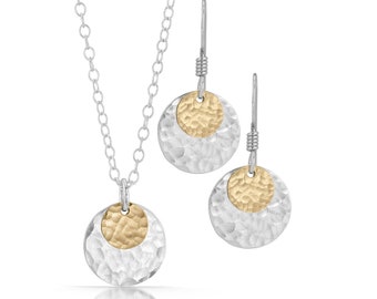 Mixed Metal Silver Gold Disc Set, Easter Day Gifts For Wife