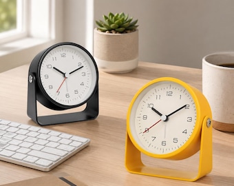 Minimalist Silent Metal Alarm Clock Quartz Desktop Clock Office Room Decor