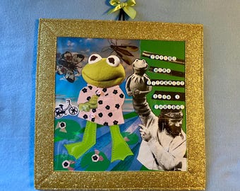 Handsewn Kermit Collage - 11”