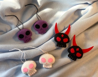 Pair of 2” Skull Ornaments - Custom Made Any Color