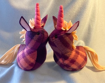 Purple Plaid Unicorn Bean - Ready Made