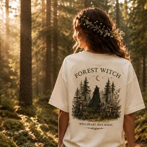 Forest Witch Signature Oversized Boxy Tee | Organic Cotton Cottagecore Shirt | Forestcore Graphic T-Shirt
