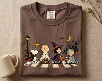 Peanuts Halloween Abbey Road Shirt, Snoopy Charlie Brown Trick or Treat Tee, Comfort Colors Halloween Sweatshirt Gift