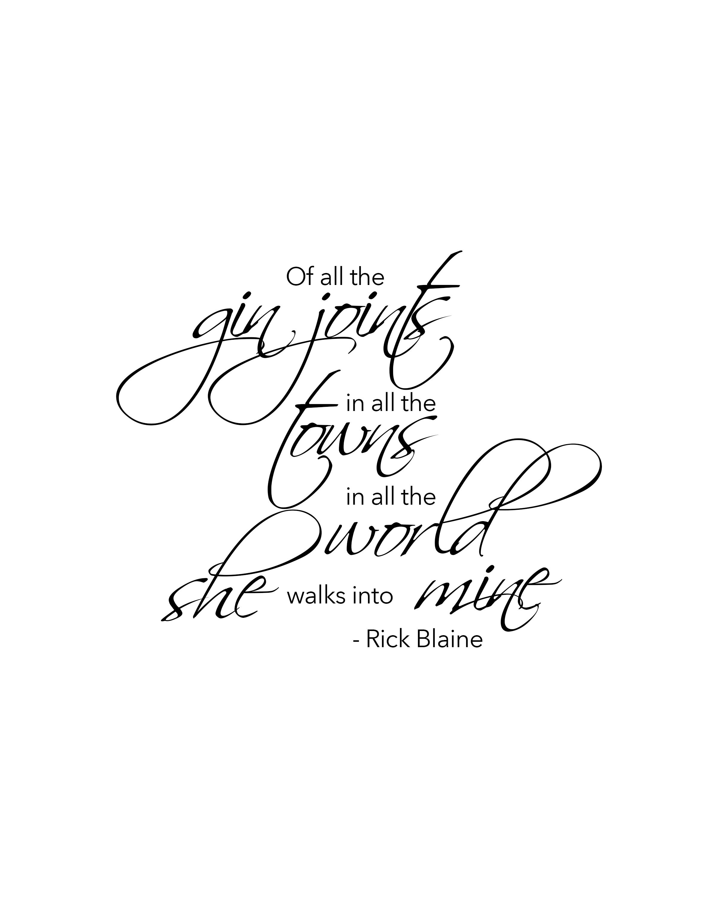 Of All the Gin Joints Casablanca Movie Quotes Digital Download, Your Favorite Quotes From Your
