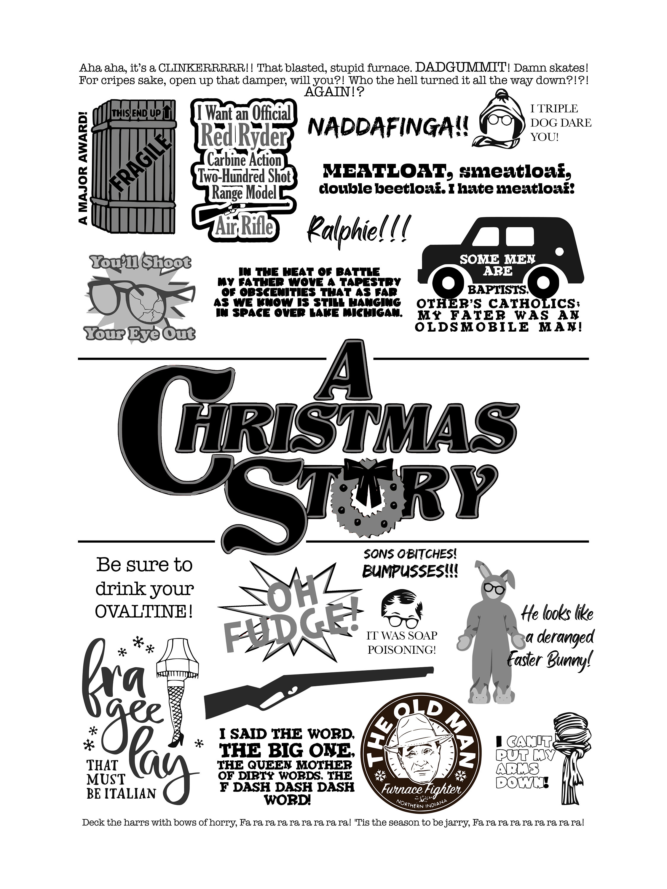 A Christmas Story Movie Quotes Poster 18x24 Inches Your Etsy