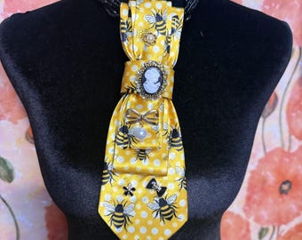 Bridgerton Inspired Lady Whistledown Up-cycled Wearable Art - Necktie Necklaces