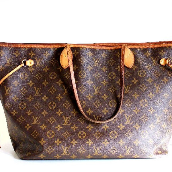 Louis Vuitton Monogram Canvas Handbag Vintage Tote Bag Leather LV Purse France