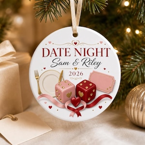 Personalized Couple Date Night Ceramic Ornament, Custom Names and Date Love Dice Keepsake, Anniversary Gift for Couples, Romantic Home Decor