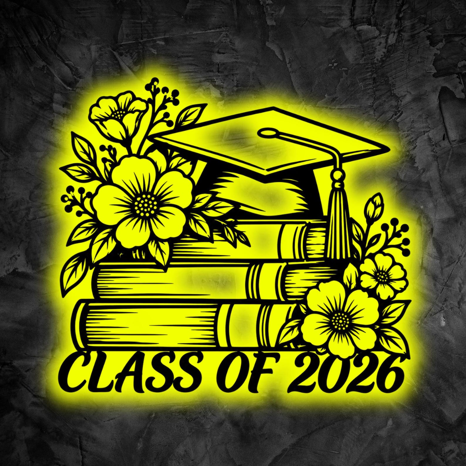 Class of 2026 Metal LED Sign, Floral Graduation Decor, Lighted Book ...