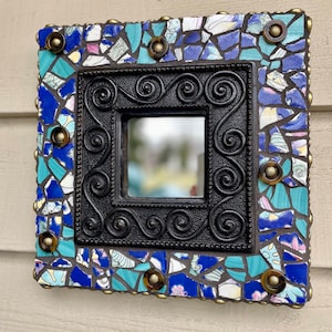 Mirror Mosaic Blue Turquoise Broken China Pottery
