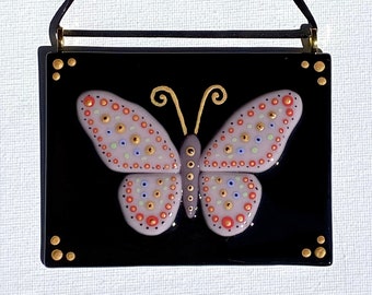 Pink Butterfly Glass Tile