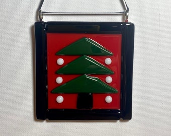 Red Craftsman Tree Glass Tile