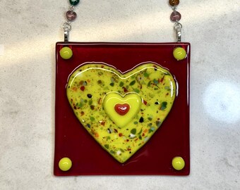 Red and Green Speckled Heart Tile