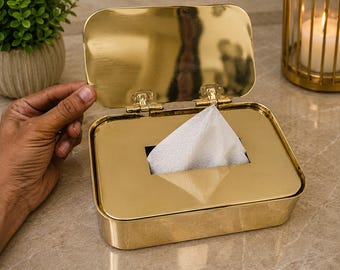 Luxury Brass Tissue Box Holder | Handmade Wall Mounted Tissue Dispenser | Modern Bathroom Accessory
