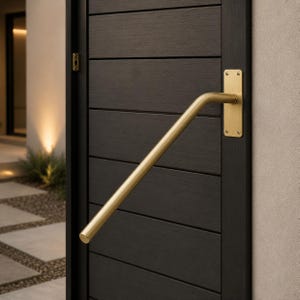 Modern Brass Wall Mounted Handrail | Stair Grab Rail | Custom Entry Support Rail