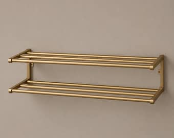 Luxury Entryway Shoe Rack | Wall Mounted Brushed Brass Shelf | Modern Shoe Storage Organizer