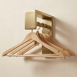 Luxury Brass Clothes Rail, Wall Mounted Garment Rack, Entryway Coat Hanger, Handmade Wardrobe Storage