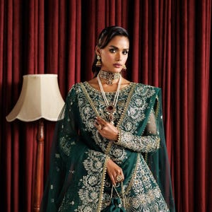 net bottle green pakistani dresses Bridal - Etsy cocktail dresses short formal