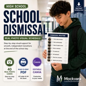 Visueller Stundenplan für den Schulschluss, Checkliste im Fotostil für den Bereich Sonderpädagogik