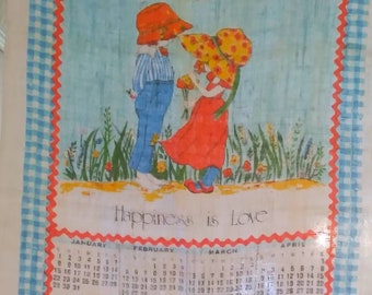 Vintage Calendar Towel 1978, Linen, Price Drop NOW 10.00