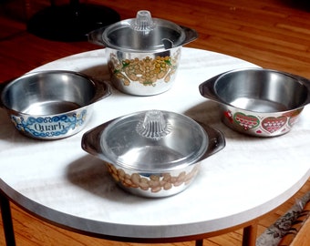 Kitchen Stainless Steel Bowls, Mixing, Serving, Set of 4, Decorative, 1970's, Germany.