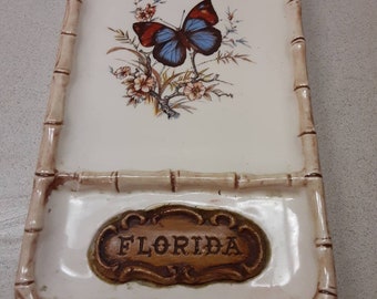 CLEARANCE Vintage Florida Knick Knack Ceramic Tray Souvenir