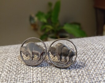 Buffalo Nickel Cuff Links, Real Nickel, Vintage Coin