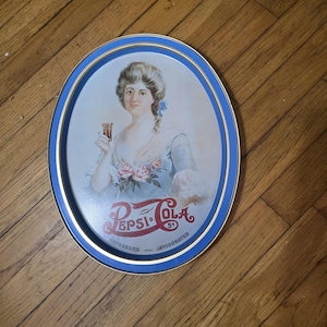 Pepsi-Cola Metal Advertisement Oval Tray Victorian Edwardian style