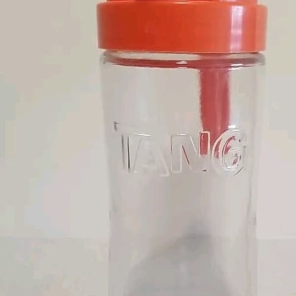 VTG Tang Drink Brand Glass Pitcher Orange Lid Handle Anchor Hocking Retro 9"