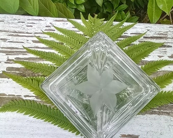 Vintage Crystal Trinket/ Ring Box w/Lid, Italy, Leaf Design