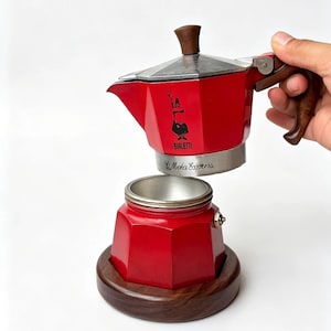 Walnut Lid Knob for Bialetti Moka Express Single Valve Moka Pot and anti-scald heat-insulated pot trivet for Single and Double Valve Pot.