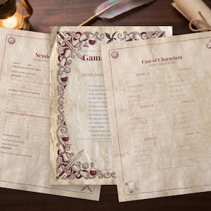 Game Master Kit Printable, 13 TTRPG Sheets + A4 Fillable, Session Planner Campaign Tracker NPC Cards Initiative Tents Loot Cards, DM Gift