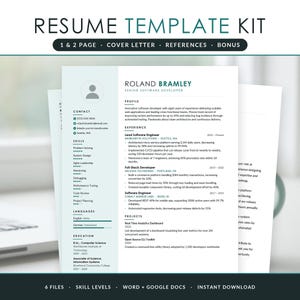 Developer Resume Template – Lagoon Levels | Photo, Skill Levels (Digital Download)