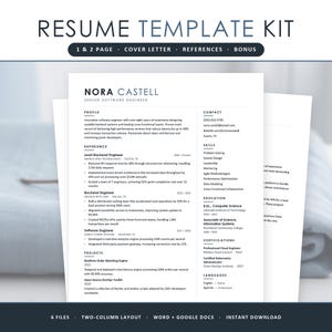 Software Engineer Resume Template Kit | Dusty Blue, Two-Page CV, Cover Letter (Digital Download)