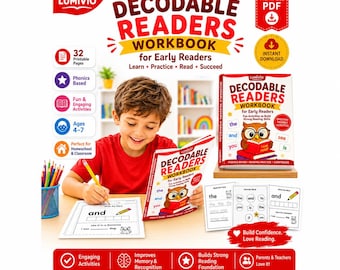 Decodable Readers Worksheets | CVC Stories | Kindergarten Workbook | Phonics for Kids | Kindergarten Sight Words