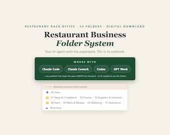 Mappensysteem voor restaurants, geschikt voor AI-agenten van Claude Code Codex, sjabloon voor het organiseren van documenten