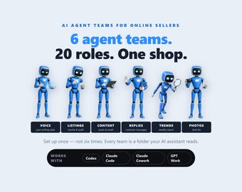 Pacchetto di agenti AI Codex, 6 team e 20 agenti per venditori di negozi online, Claude Code