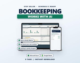 Spreadsheet voor de boekhouding van Etsy-verkopers, geautomatiseerde bijlage C, totalen dubbel gecontroleerd, Google Sheets Excel