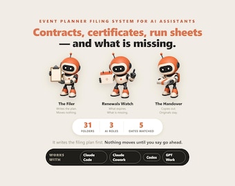 Event Planner Folder System for Claude Code Codex AI Agents, Vendor Contract Organizer