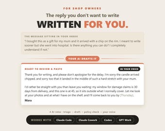 Customer Service AI Agent Team, Reply Templates for Small Business, Claude Code Codex