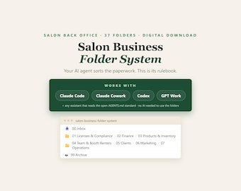 Mappensysteem voor salons, geschikt voor AI-agenten van Claude Code Codex, sjabloon voor het organiseren van administratie in een kapperszaak
