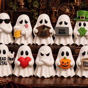 Gremlin Relics Life After Death Ghost Collection – 3D-geprinte beeldjes met een uitdrukkingsloos gezicht, afzonderlijk of als set verkrijgbaar.