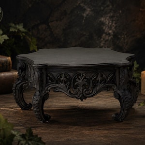 The Royal Reliquary — Ornate Plant Stand, Gothic Pedestal Riser, Hand-Painted
