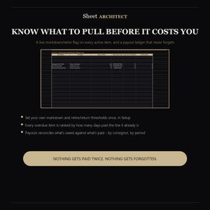 Consignment Inventory Spreadsheet, Consignor Payout and Shelf-Day Profit Tracker for Resale Shops, Excel and Google Sheets Template image 3