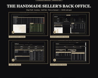 Etsy Seller Spreadsheet Bundle, Shop Profit Inventory Craft Fair and Print On Demand Tracker Set, Excel Google Sheets, 4 Templates